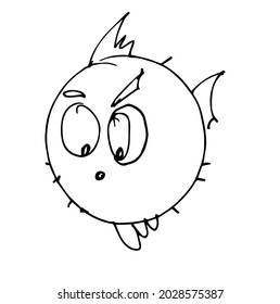 Rundfisch. Skizze. Vektordoodgrafik