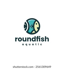 round fish vector logo design