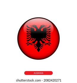 Round flag of Albania vector illustration design template.