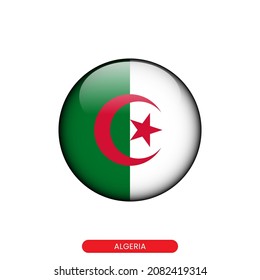 Round flag of Algeria vector illustration design template.