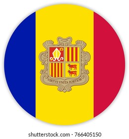 round flag of Andorra. circle flag.
