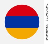 Round flag of Armenia country. Armenia flag with button or badge