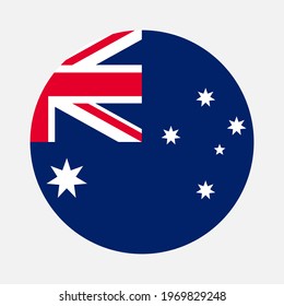 Round flag of Australia country. Australia flag with button or badge