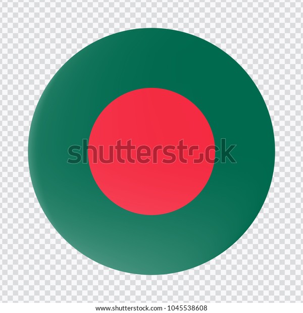 Round Flag Bangladesh Isolated On Transparent Stock Vector