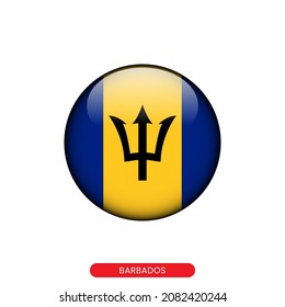 Round flag of Barbados vector illustration design template.