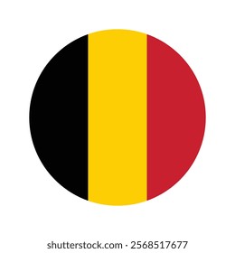 Round flag of Belgium flag vector icon isolated, National flag of Belgium with original color.