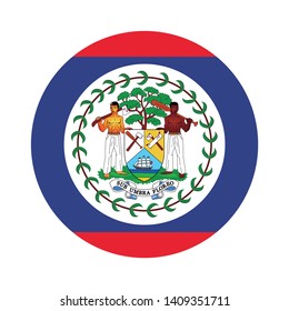 Round flag of Belize. Isolated icon on white background.