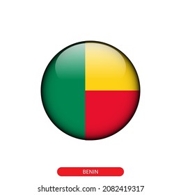 Bandera redonda de la plantilla de diseño de ilustraciones vectoriales de Benín.