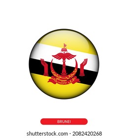 Round flag of Brunei vector illustration design template.