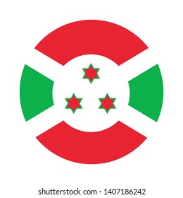 Round flag of Burundi. Isolated icon on white background.