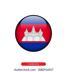 Bandera redonda de la plantilla de diseño de ilustraciones vectoriales de Camboya.
