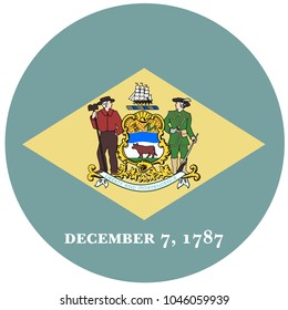 Round flag of Delaware state of United States of America