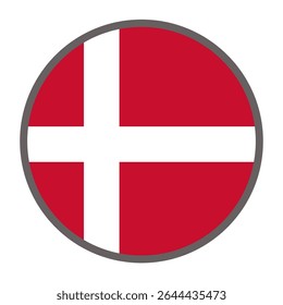 Bandeira redonda do país da Dinamarca sobre fundo branco vetor
Sinalizador de vetor redondo