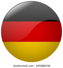  Round Flag Of Germany, World's Country Sign, Vector Isolated Badge