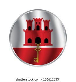 Round flag of Gibraltar. circle flag.