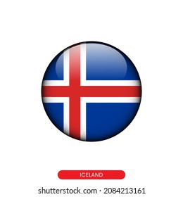 Bandera redonda de la plantilla de diseño de ilustraciones vectoriales de Islandia.