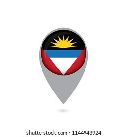 Round flag icon of antigua and barbuda isolated on white