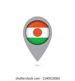Round flag icon of niger isolated on white