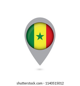 Round flag icon of senegal isolated on white