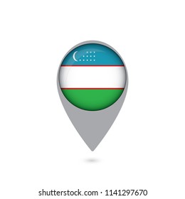 Round flag icon of uzbekistan isolated