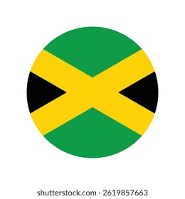 bandeira redonda da Jamaica. Bandeira nacional da Jamaica. ilustração vetorial.