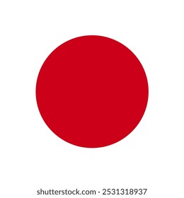 Bandera redonda de Japón. Bandera plana de Japón. Bandera roja y blanca. Bandera para impresión. Un círculo rojo sobre un fondo blanco.	