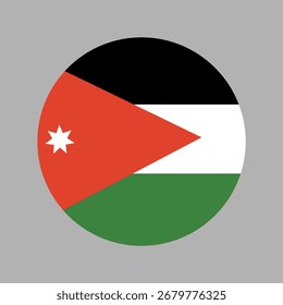 Round flag of Jordan. Jordan flag circle icon. Flag badge, banner, backdrop. National flag Jordan.