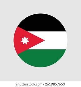Bandeira redonda da Jordânia. A bandeira jordana circula em volta da ilustração do vetor do ícone de forma.
