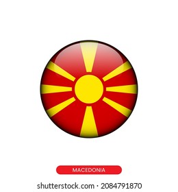 Bandera redonda de la plantilla de diseño de ilustración vectorial de Macedonia.
