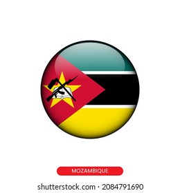 Bandera redonda de la plantilla de diseño de ilustraciones vectoriales de Mozambique.