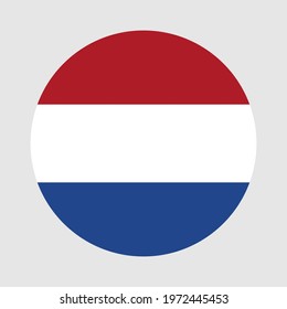 Round flag of Netherlands country. Netherlands flag with button or badge