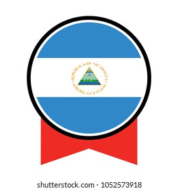 Round flag of Nicaragua. circle flag, Nicaragua Flag Button, News Concept Badge, 3d illustration on white background.