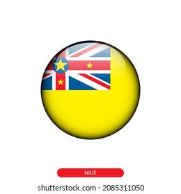 Bandera redonda de la plantilla de diseño de ilustración vectorial Niue.