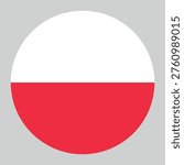 Round flag of Poland icon isolated on light grey background.