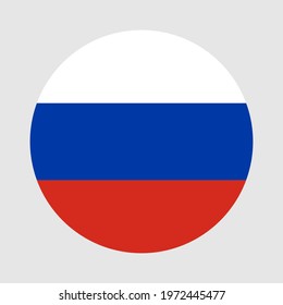 Round flag of Russia country. Russia flag with button or badge