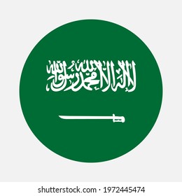 Round flag of Saudi Arabia country. Saudi Arabia flag with button or badge