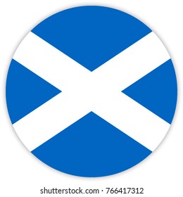 Round Flag Of Scotland. Circle Flag.