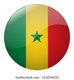 Round flag of  Senegal, world's country sign, vector isolated badge 