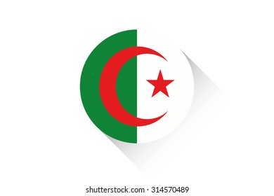 A Round flag with shadow of Algeria