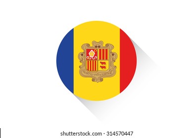 A Round flag with shadow of Andorra