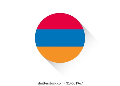 A Round flag with shadow of Armenia