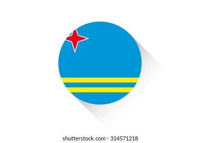 A Round flag with shadow of Aruba