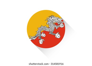 A Round flag with shadow of Bhutan