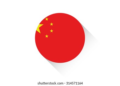 A Round flag with shadow of China