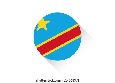 A Round flag with shadow of Democratic Republic of Congo
