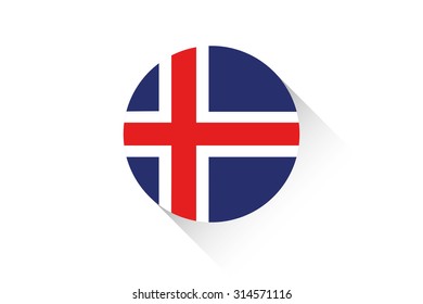 A Round flag with shadow of Iceland