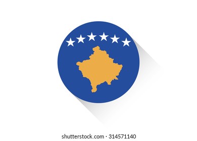 A Round flag with shadow of Kosovo