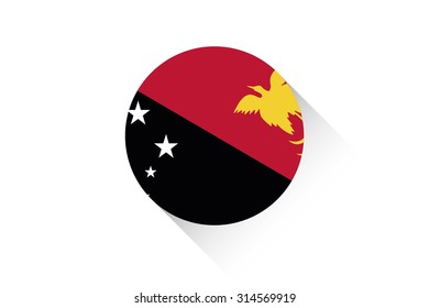 A Round flag with shadow of Papua New Guinea