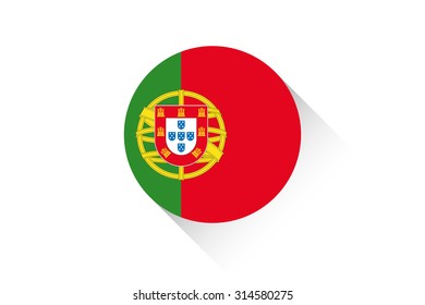 A Round flag with shadow of Portugal