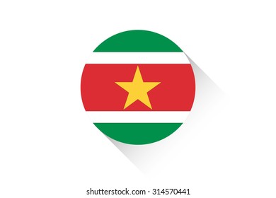 A Round flag with shadow of Suriname